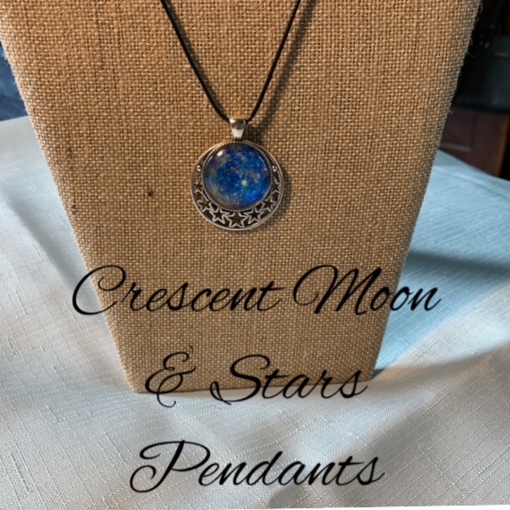 NWT Handmade Moon & Stars Pendant w/ Cabs in 3 Styles!
